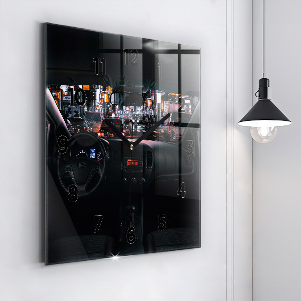 Square glass wall clock Car in Tokyo