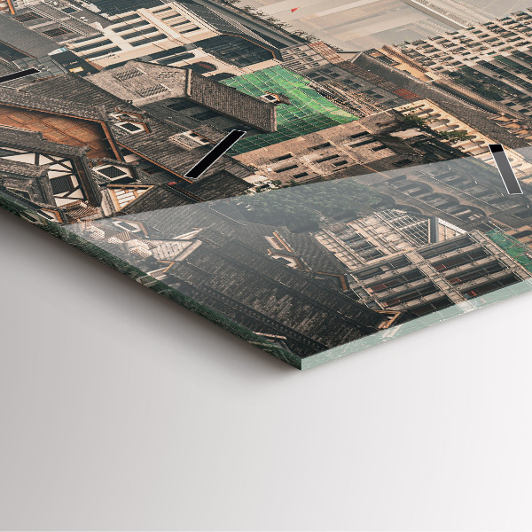 Square glass wall clock Chongqing Old Town