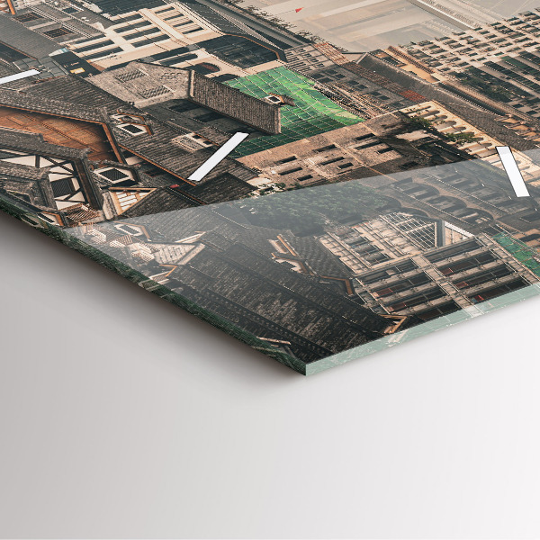 Square glass wall clock Chongqing Old Town