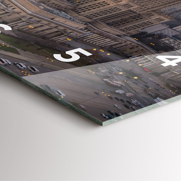 Square glass wall clock Panorama of Warsaw