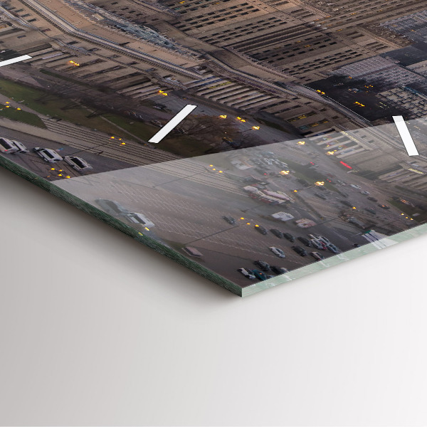 Square glass wall clock Panorama of Warsaw