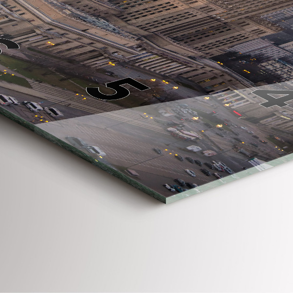 Square glass wall clock Panorama of Warsaw