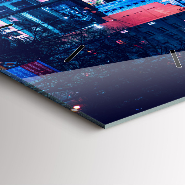 Square glass wall clock Warsaw at night