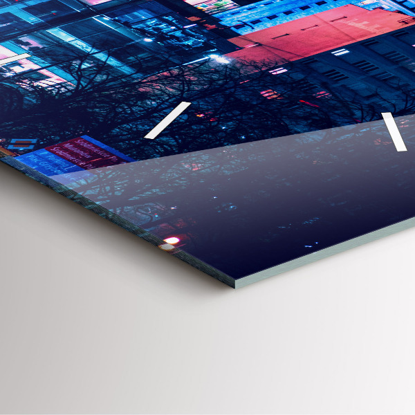 Square glass wall clock Warsaw at night