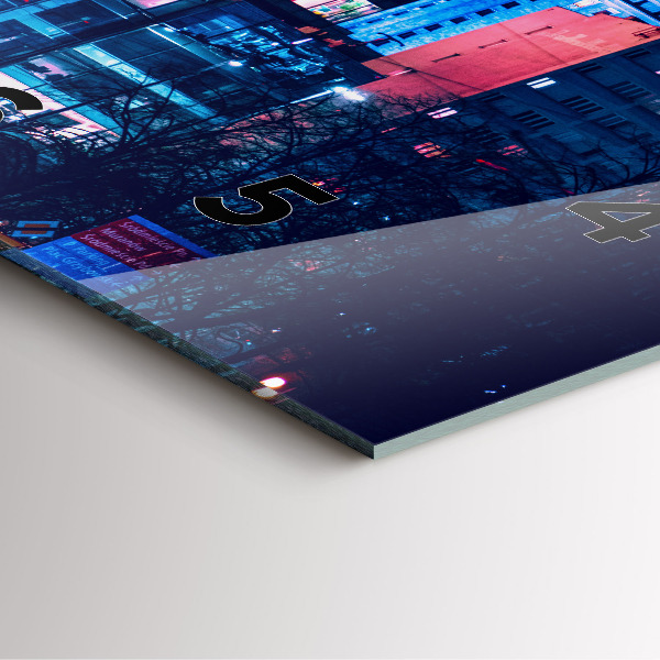 Square glass wall clock Warsaw at night