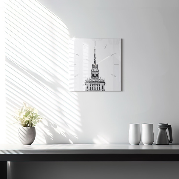 Square glass wall clock Palace of Culture and Science