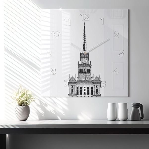 Square glass wall clock Palace of Culture and Science