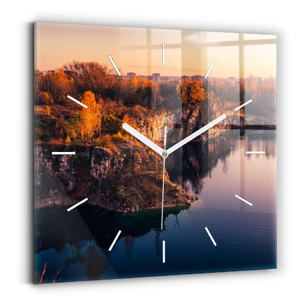 Square glass wall clock Krakow Lake Zakrzówek