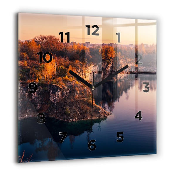 Square glass wall clock Krakow Lake Zakrzówek