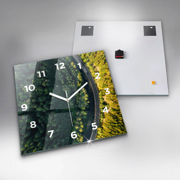 Square glass wall clock Forest from a bird's eye view