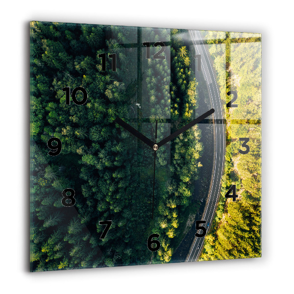 Square glass wall clock Forest from a bird's eye view