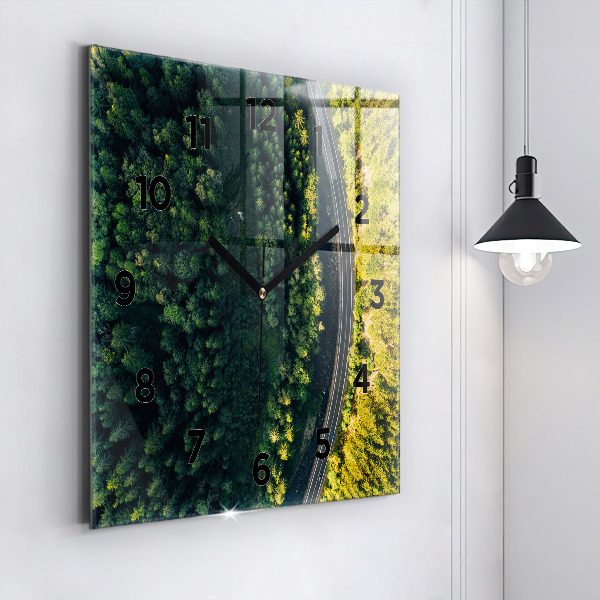 Square glass wall clock Forest from a bird's eye view
