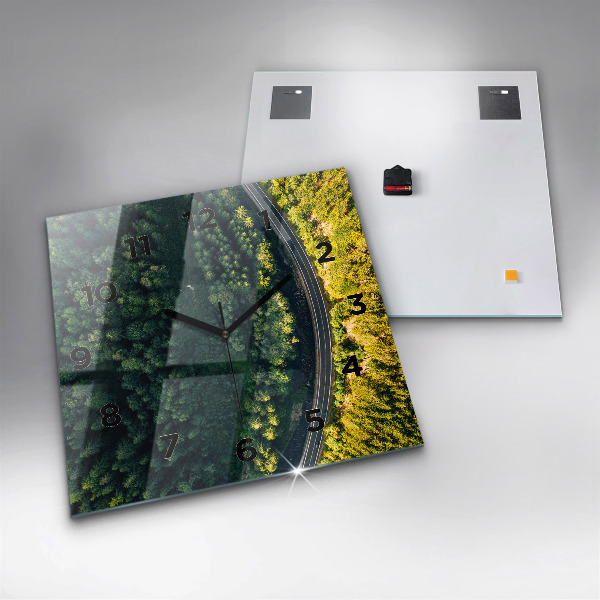 Square glass wall clock Forest from a bird's eye view