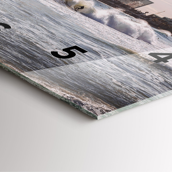 Square glass wall clock Barcelona Surfer