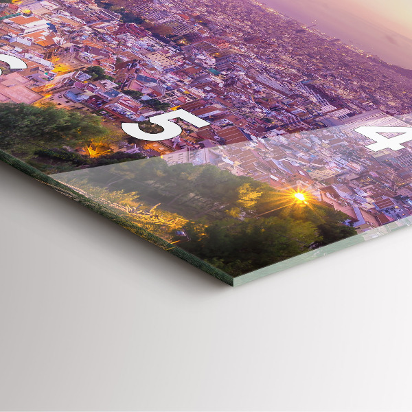 Square glass wall clock Barcelona Bunkers El Carmel