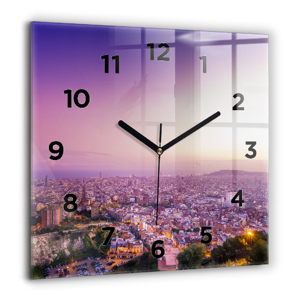 Square glass wall clock Barcelona Bunkers El Carmel