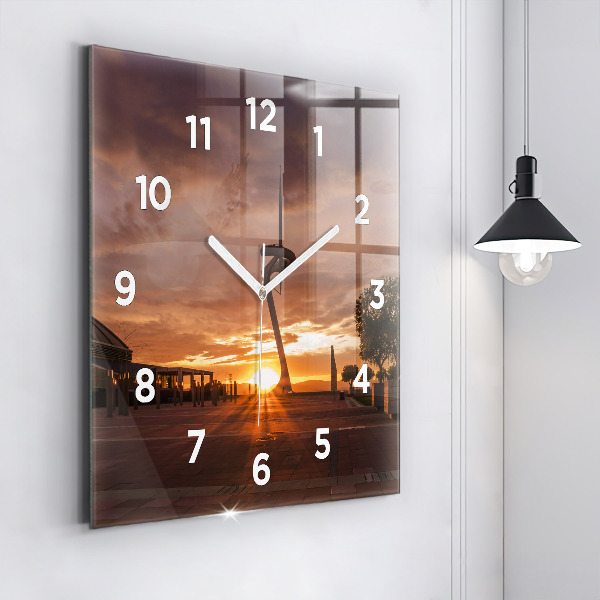 Square glass wall clock Barcelona Olympic Park