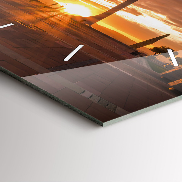 Square glass wall clock Barcelona Olympic Park