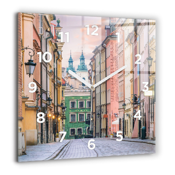 Square glass wall clock Old Town in Warsaw