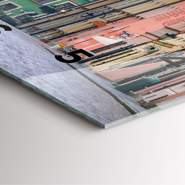 Square glass wall clock Old Town in Warsaw