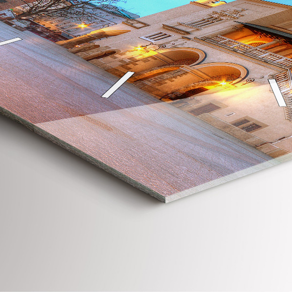 Square glass wall clock Main Market Square in Krakow