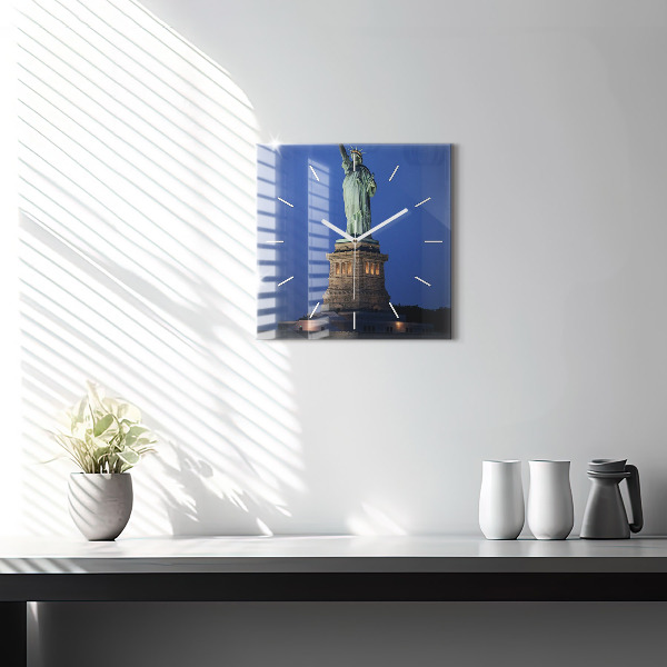 Square glass wall clock Statue of Liberty New York
