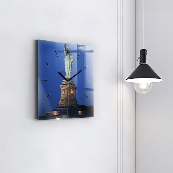 Square glass wall clock Statue of Liberty New York