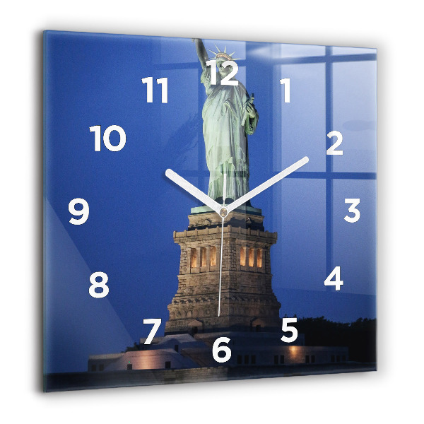 Square glass wall clock Statue of Liberty New York