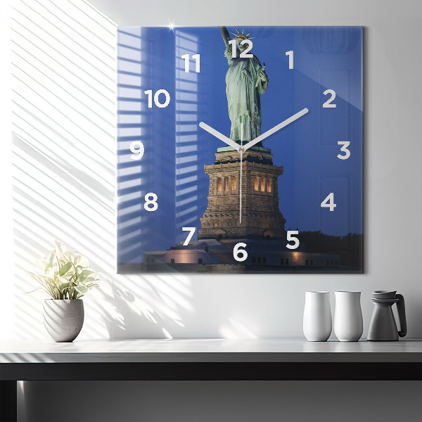 Square glass wall clock Statue of Liberty New York