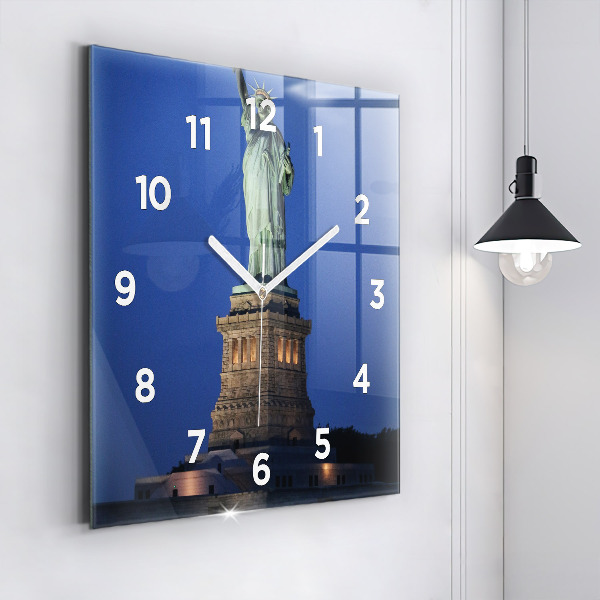 Square glass wall clock Statue of Liberty New York