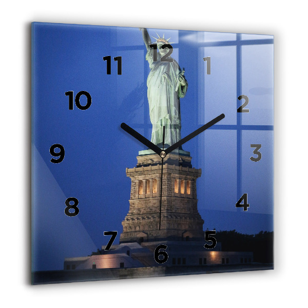Square glass wall clock Statue of Liberty New York