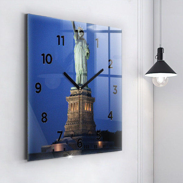 Square glass wall clock Statue of Liberty New York