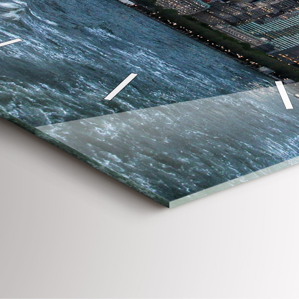 Square glass wall clock New York Panorama