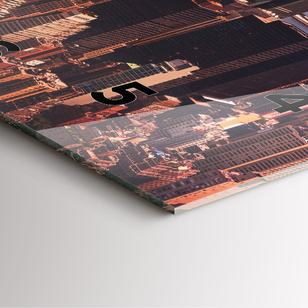 Square glass wall clock Panorama of the city west