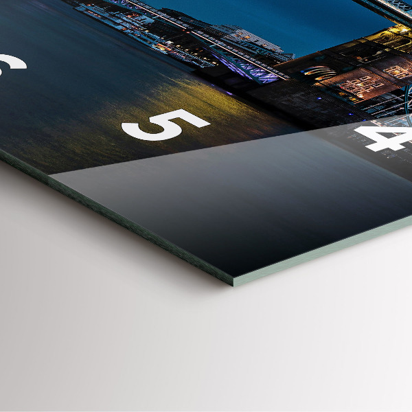 Square glass wall clock Tower Bridge London at night