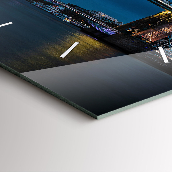 Square glass wall clock Tower Bridge London at night