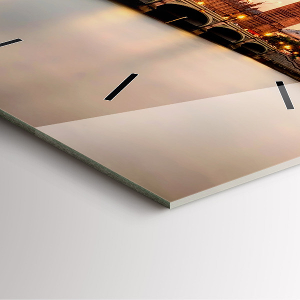 Square glass wall clock Big Ben London panorama