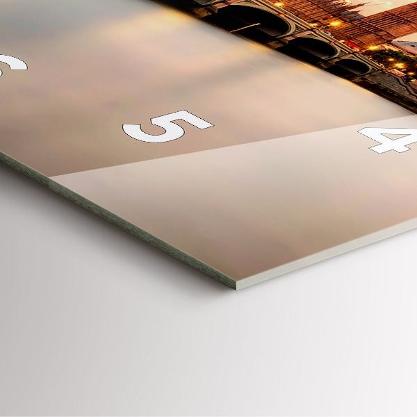 Square glass wall clock Big Ben London panorama