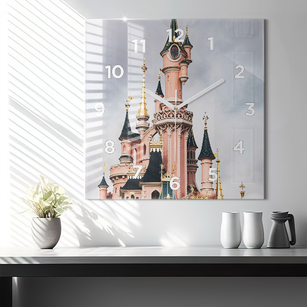 Square glass wall clock Disneyland Paris Castle