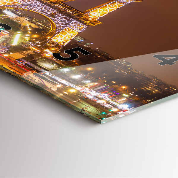 Square glass wall clock Illuminated Eiffel Tower