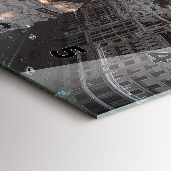 Square glass wall clock Cities at sunset