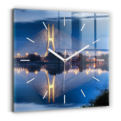Square glass wall clock Rędziński Bridge Wrocław