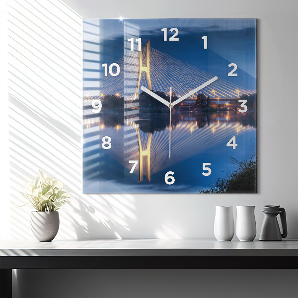 Square glass wall clock Rędziński Bridge Wrocław