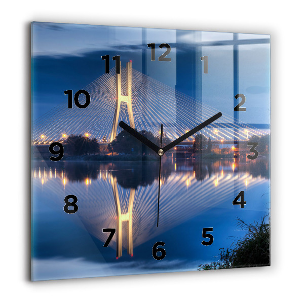 Square glass wall clock Rędziński Bridge Wrocław