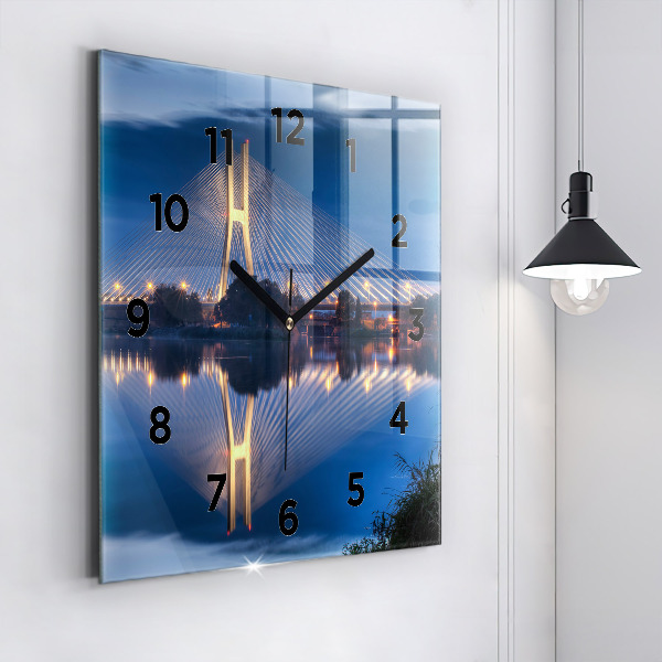 Square glass wall clock Rędziński Bridge Wrocław