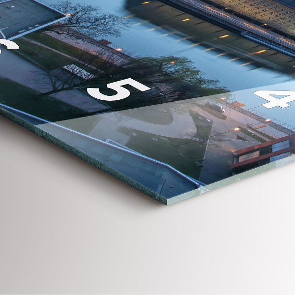 Square glass wall clock Wroclaw from a drone