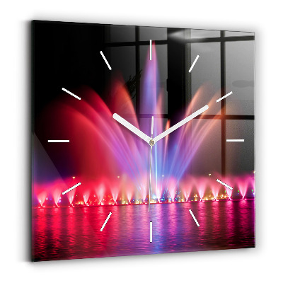 Square glass wall clock Wroclaw Fountain at Night
