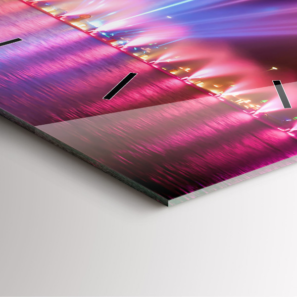 Square glass wall clock Wroclaw Fountain at Night