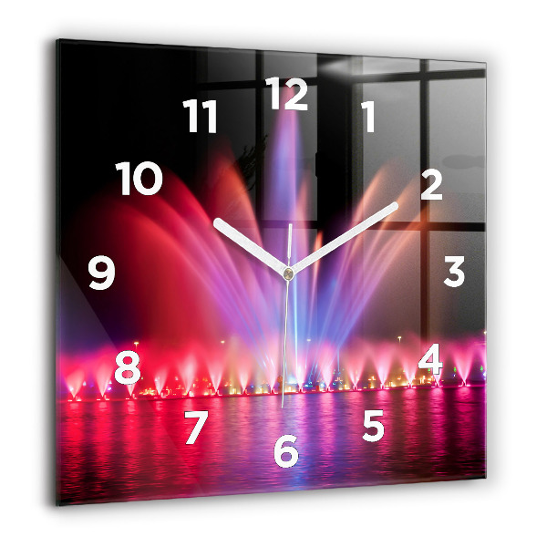 Square glass wall clock Wroclaw Fountain at Night