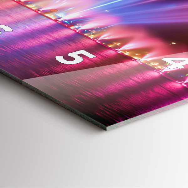 Square glass wall clock Wroclaw Fountain at Night